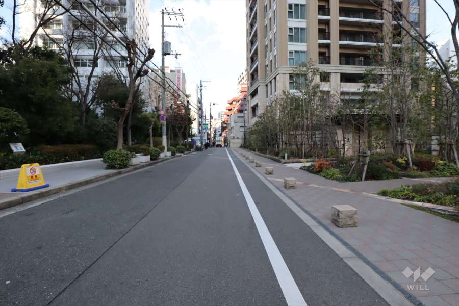 敷地北西側の前面道路（南西側から）