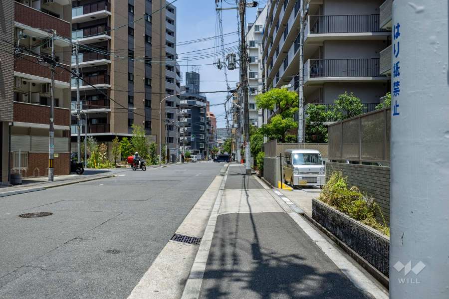 敷地の西側前面道路（南側から）