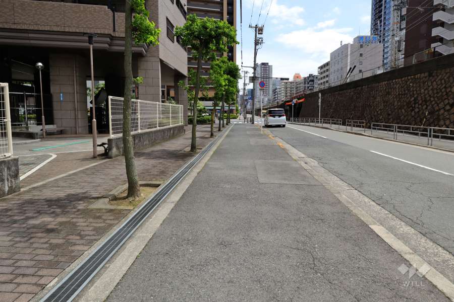 敷地西側の前面道路（北側から）