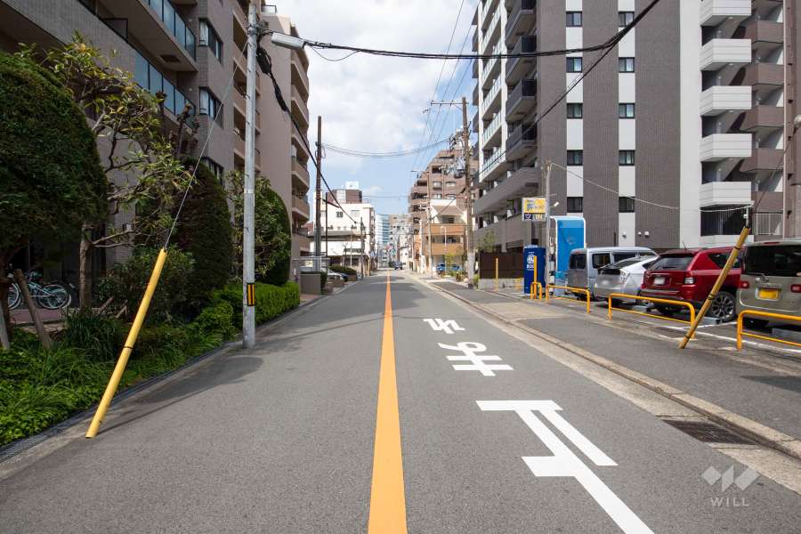 敷地東側の前面道路（南側から）