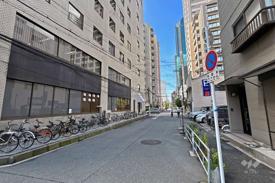 敷地東側の前面道路（南側から）