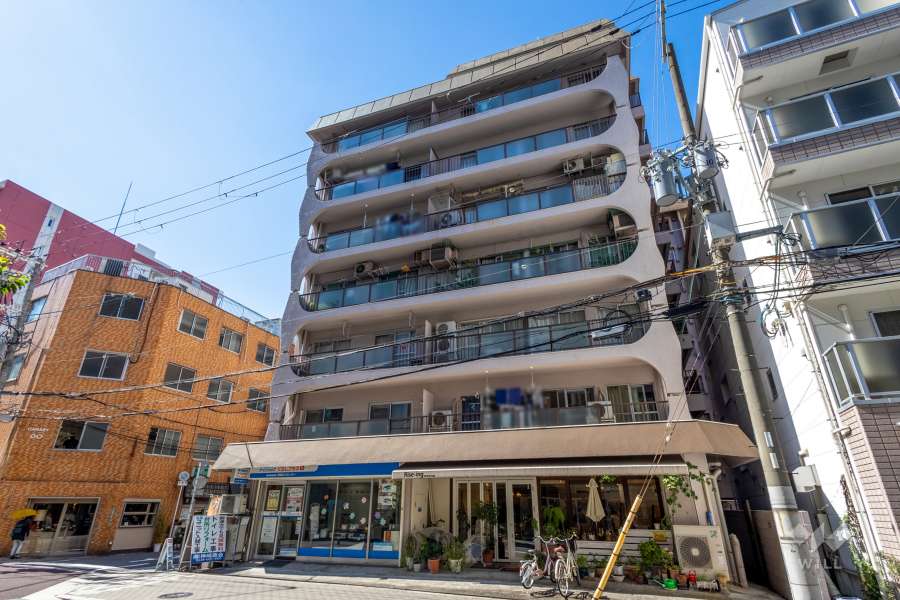 与力町スカイハイツの外観（南東側から）