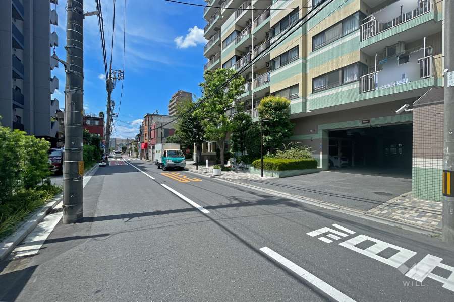 敷地の南側前面道路（東側から）