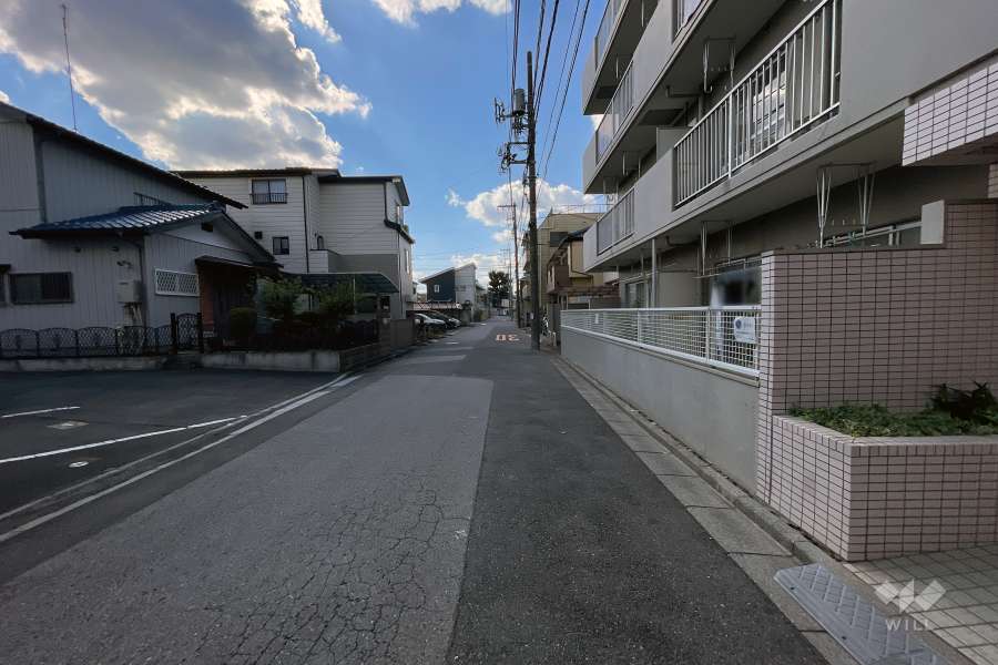敷地の南側前面道路（東側から）