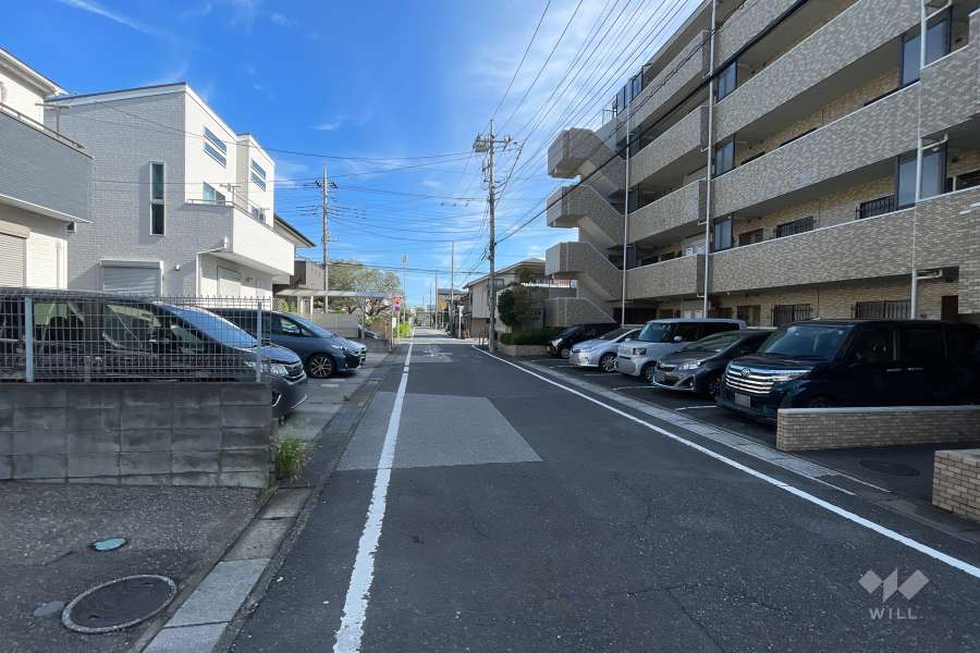 敷地の北側前面道路（西側から）