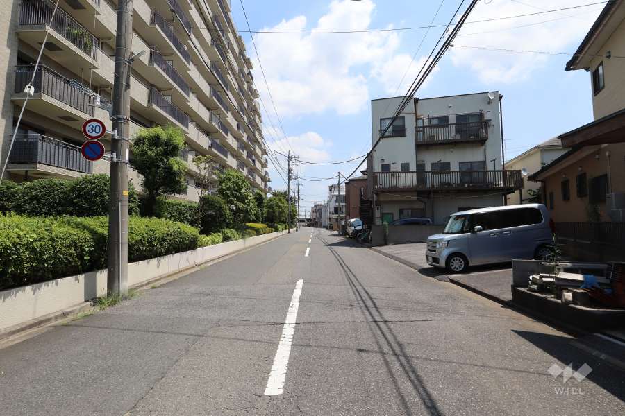 敷地の南側前面道路（西側から）