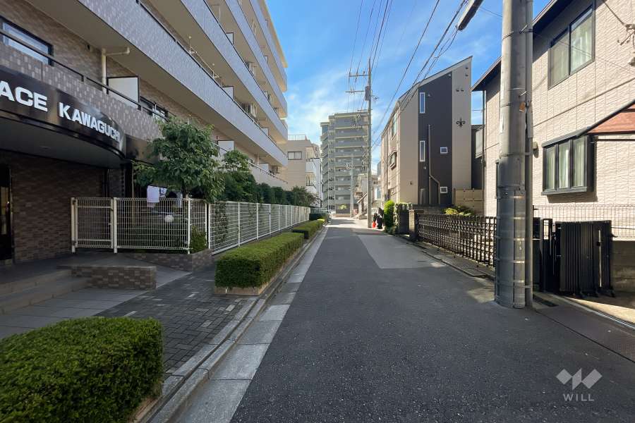 敷地西側の前面道路（北側から）