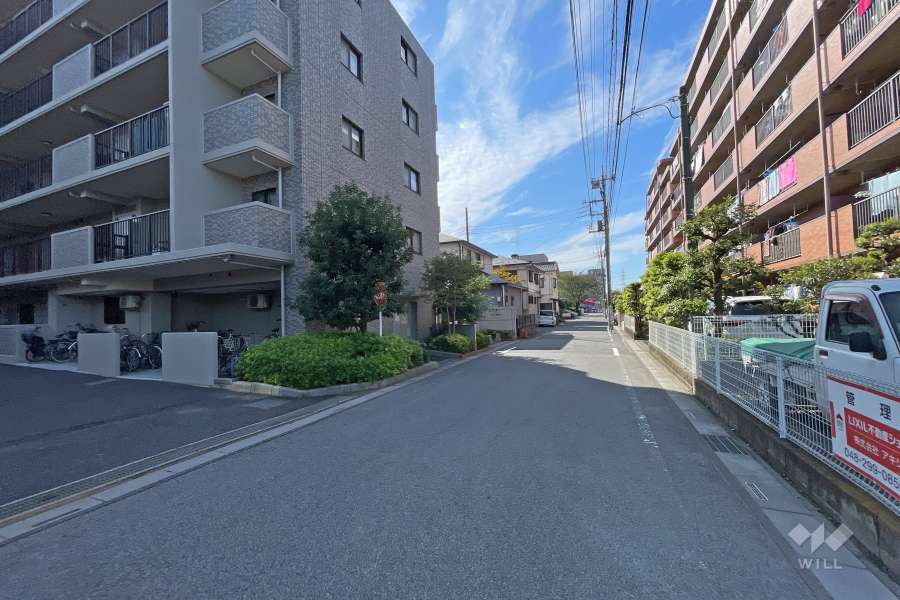 敷地の北側前面道路（東側から）