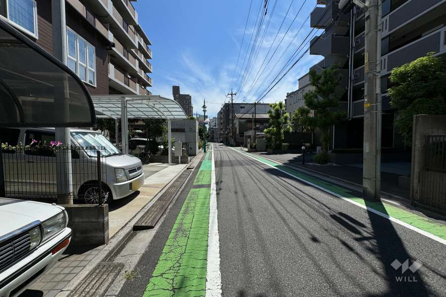 敷地の北側前面道路（西側から）