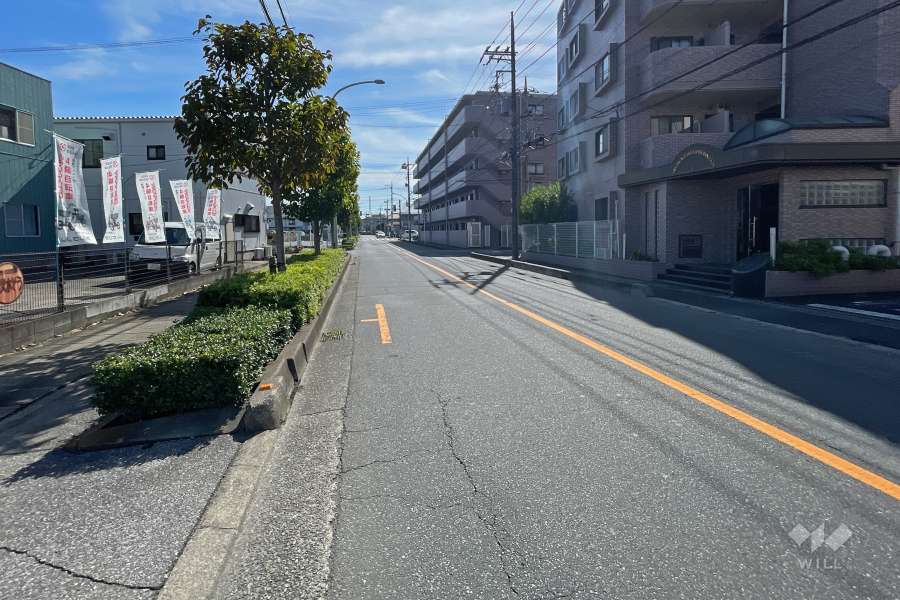 敷地北東側の前面道路（北西側から）
