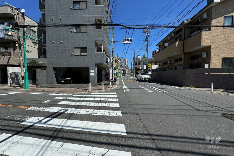 敷地東側の前面道路（南側から）