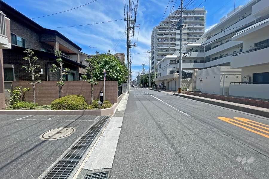 敷地の南側前面道路（西側から）