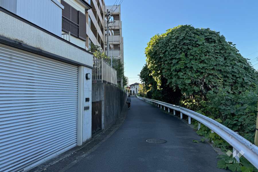敷地北東側の前面道路（南東側から）