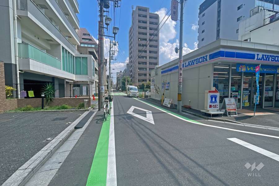 敷地の南側前面道路（西側から）