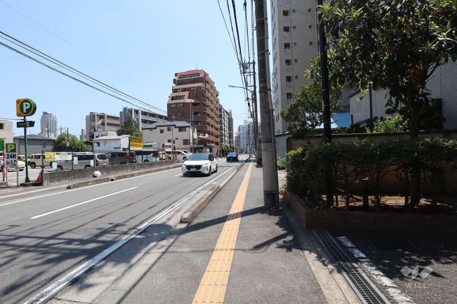敷地の東側前面道路（北側から）