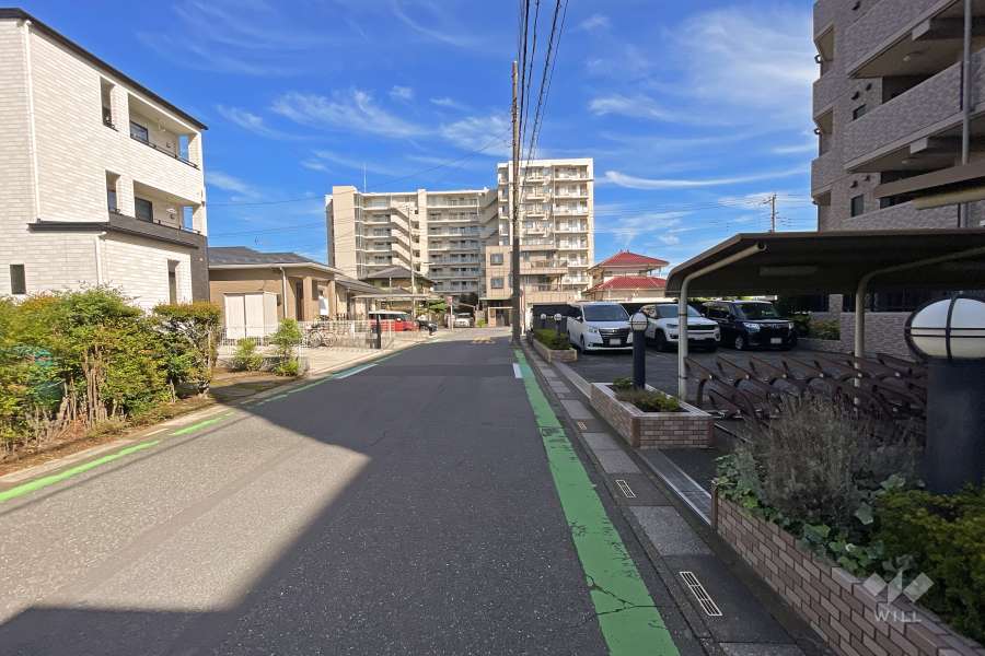 敷地北側の前面道路（西側から）