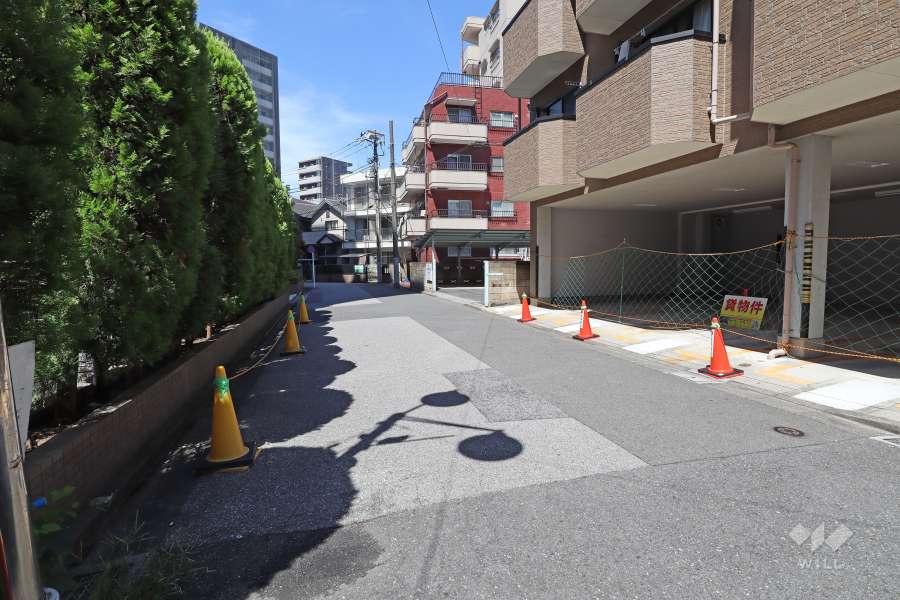 敷地北東側の前面道路（南東側から）