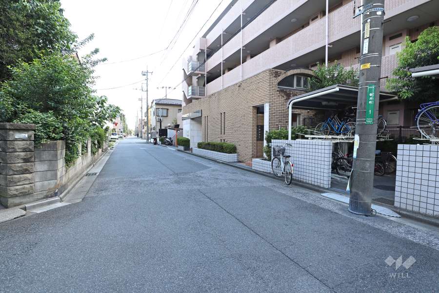 敷地北東側の前面道路（北西側から）