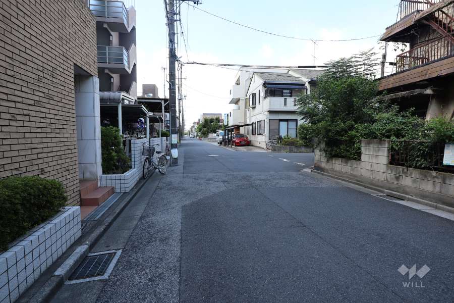 敷地北東側の前面道路（南東側から）