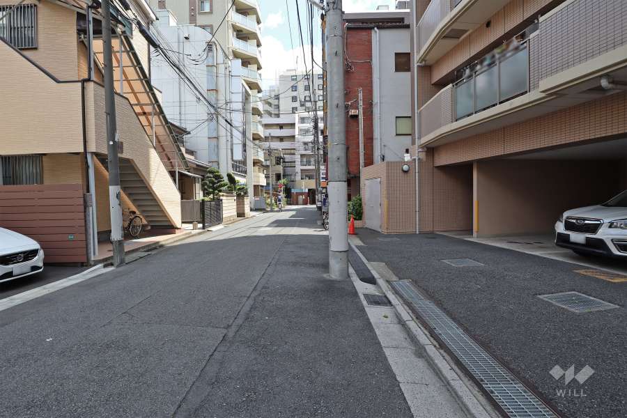 敷地北側の前面道路（西側から）