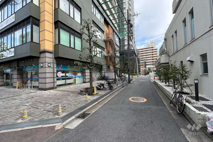 敷地の南側前面道路（西側から）