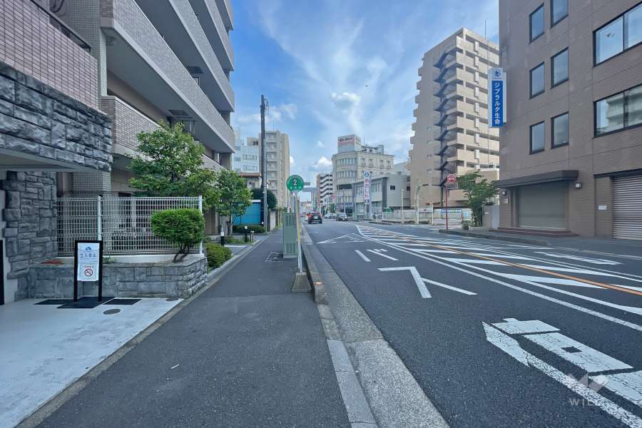 敷地西側の前面道路（北側から）
