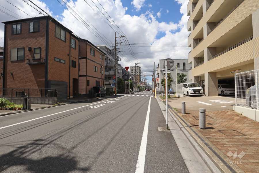敷地の南側前面道路（東側から）