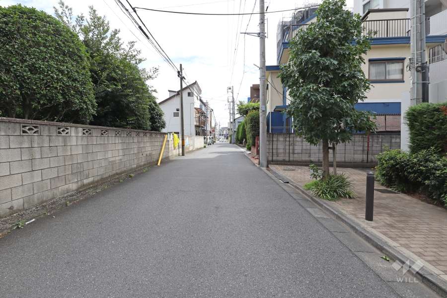 敷地東側の前面道路（北側から）