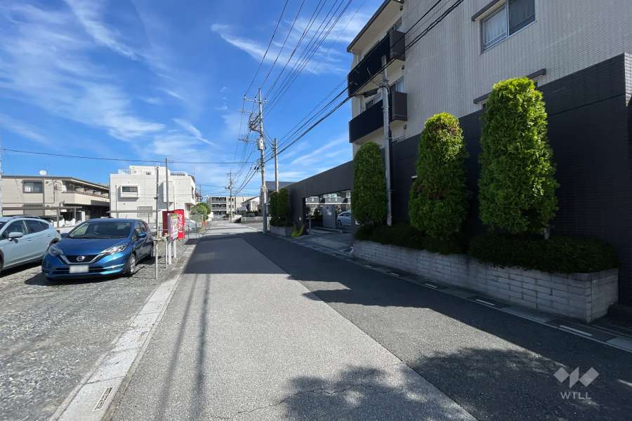 敷地の北側前面道路（西側から）