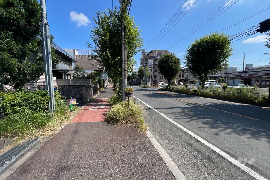 敷地の南側前面道路（西側から）