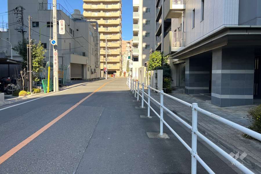 敷地の西側前面道路（南側から）