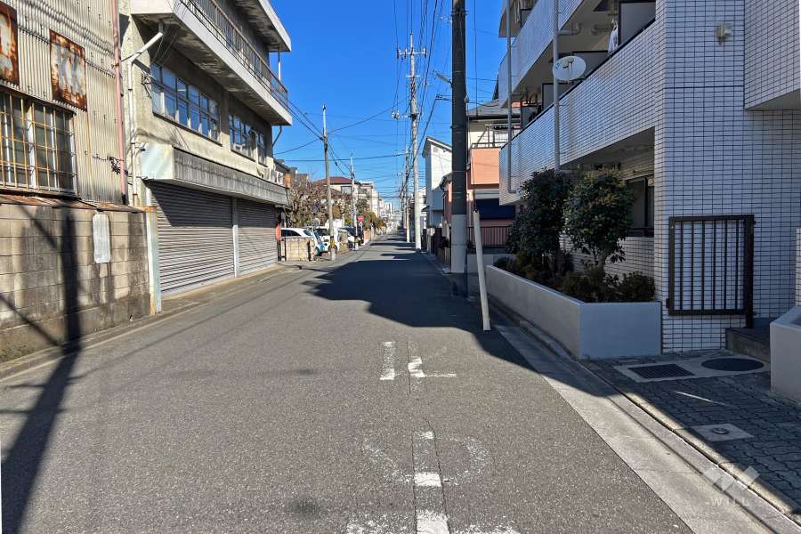 敷地西側の前面道路（南側から）