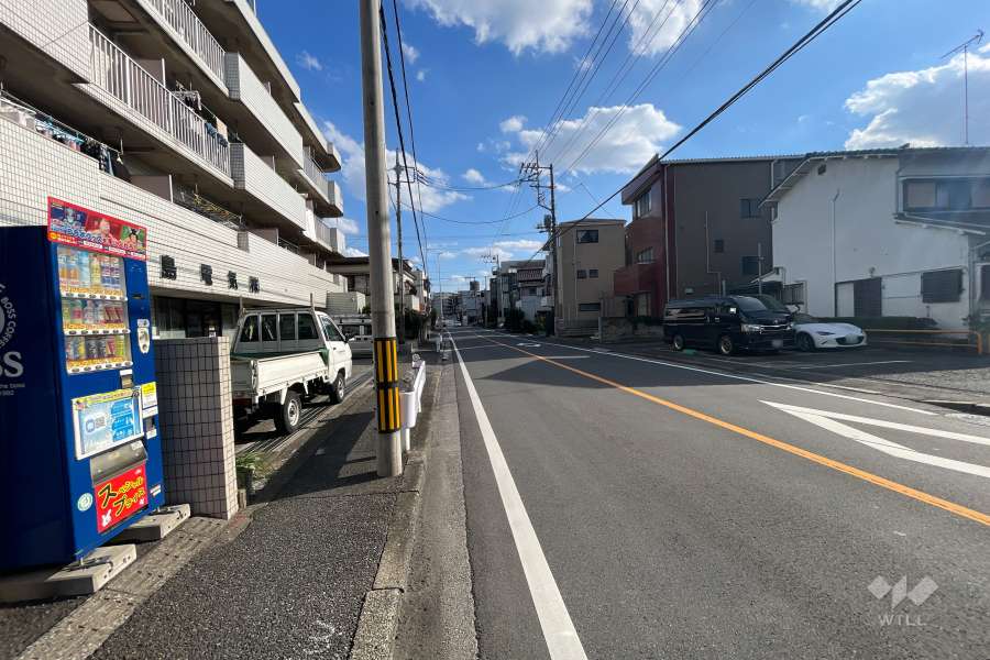 敷地西側の前面道路（北側から）