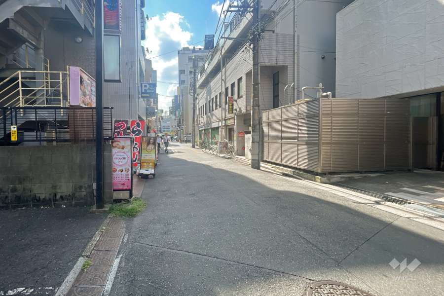 敷地北東側の前面道路（北西側から）