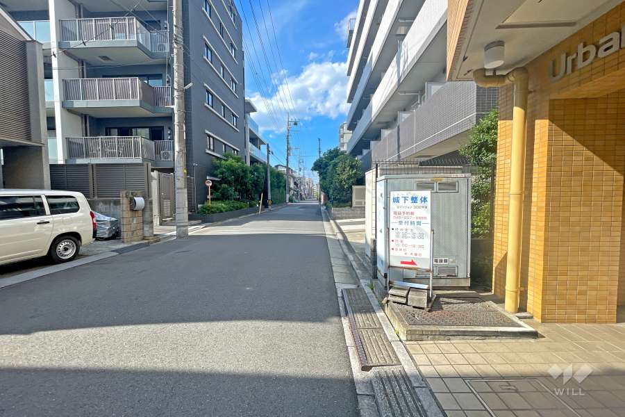 敷地の西側前面道路（南側から）