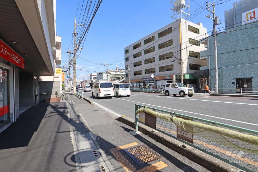 敷地南東側の前面道路（南西側から）