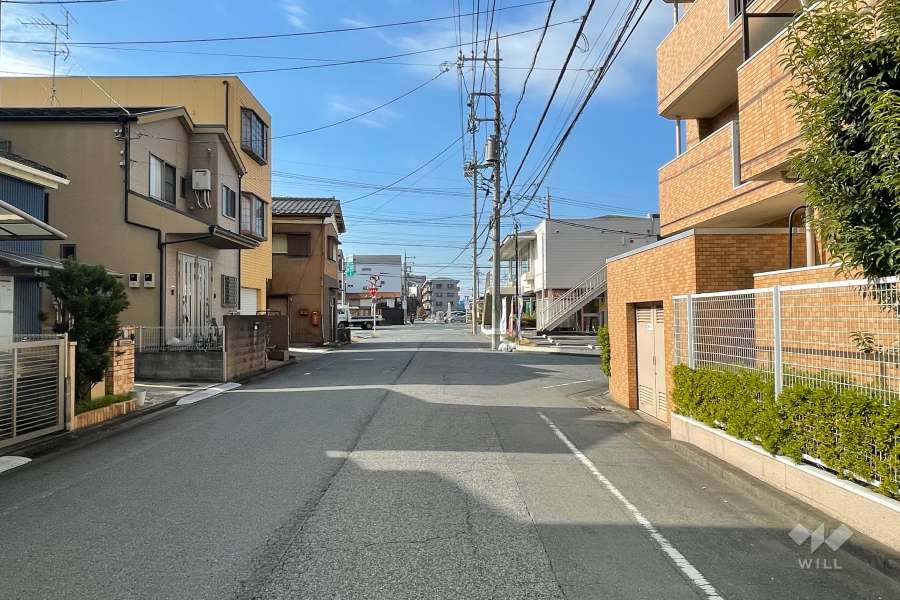 敷地の南側前面道路（東側から）