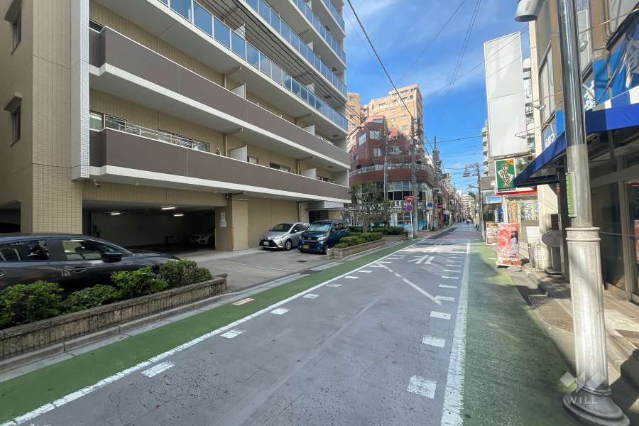 敷地の南側前面道路（西側から）