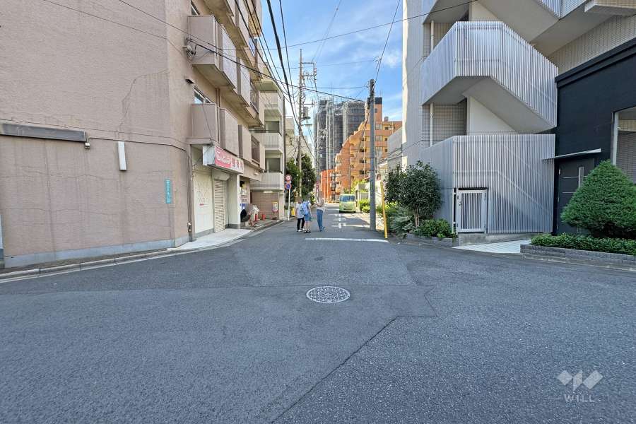敷地西側の前面道路（北側から）