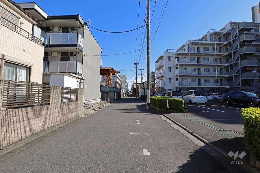 敷地北側の前面道路（西側から）