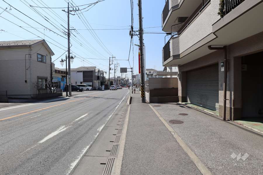 敷地南東側の前面道路（北東側から）