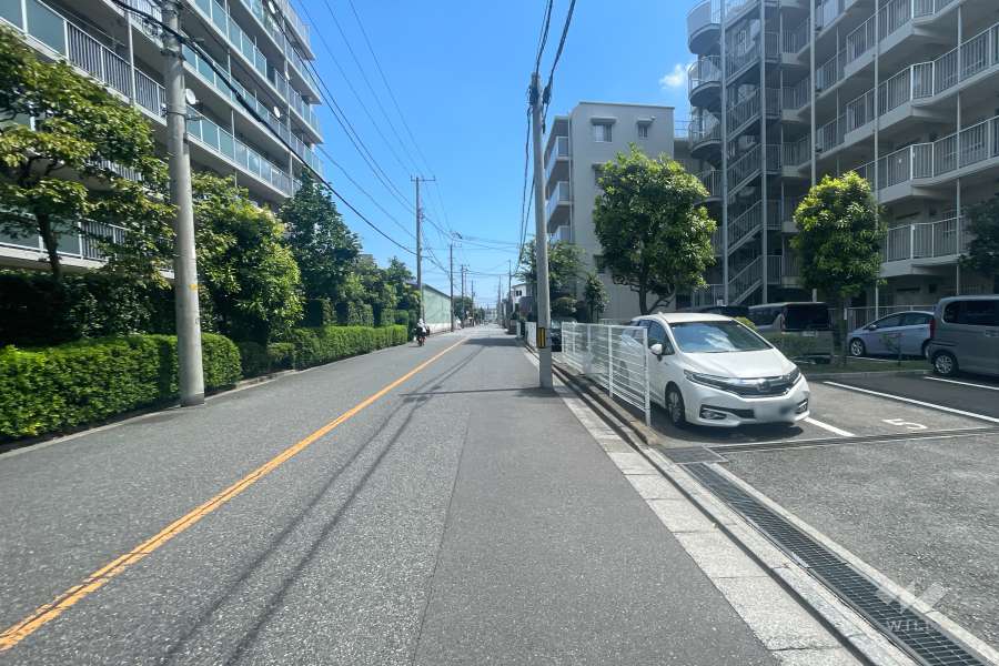 敷地北東側の前面道路（北西側から）