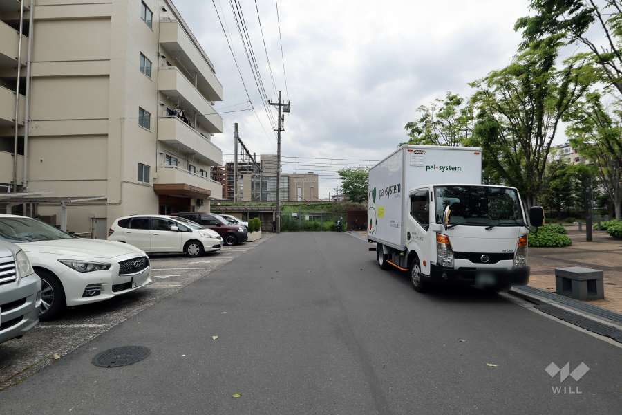 敷地の北側前面道路（西側から）