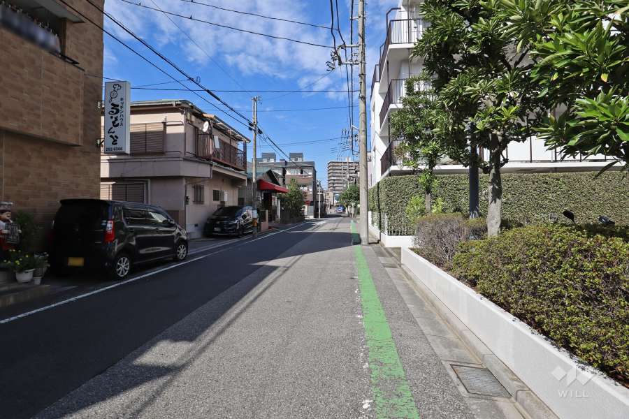 敷地西側の前面道路（南側から）
