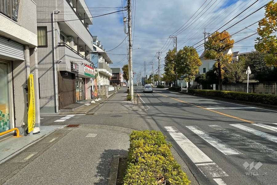 敷地の南側前面道路（西側から）