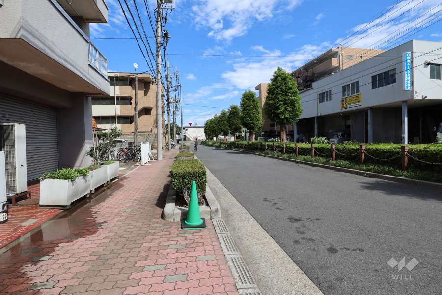 敷地南側の前面道路（西側から）