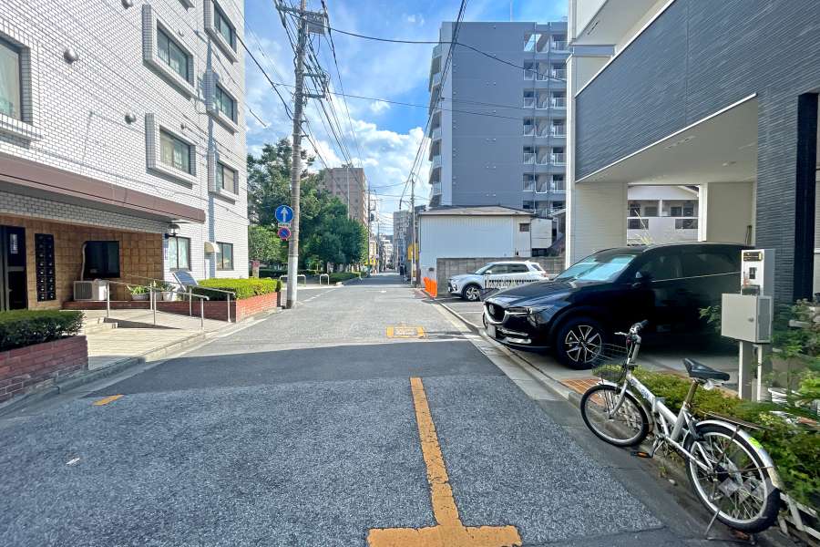 敷地の西側前面道路（北側から）