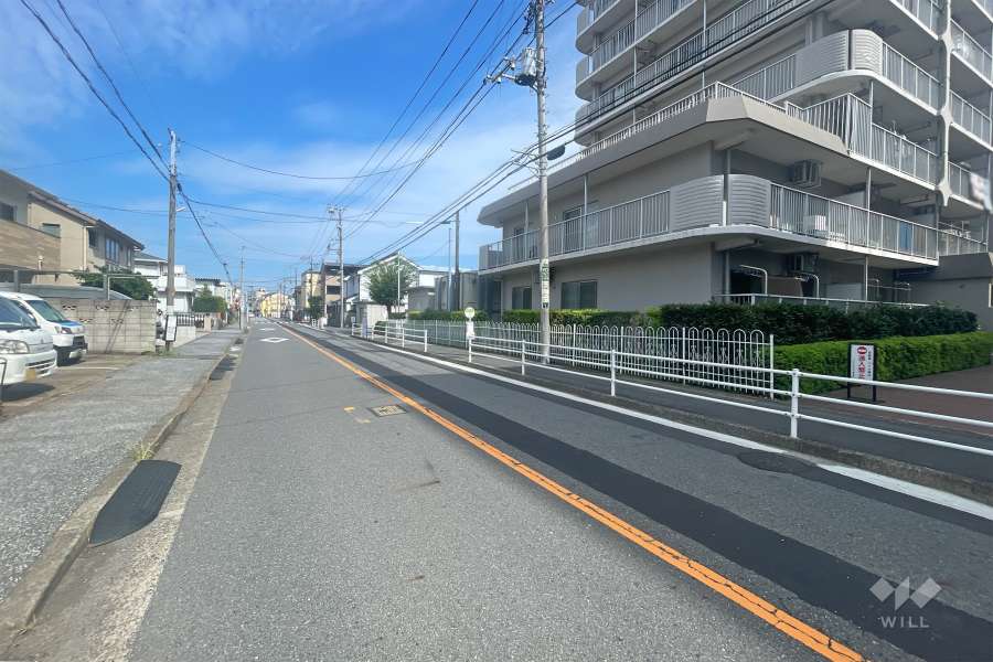 敷地の北側前面道路（西側から）