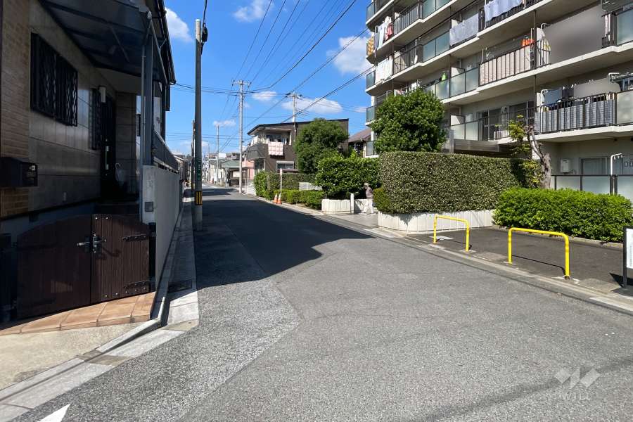 敷地の西側前面道路（南側から）