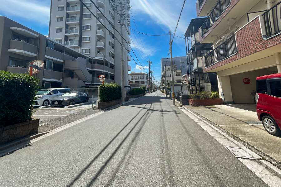 敷地の南側前面道路（東側から）